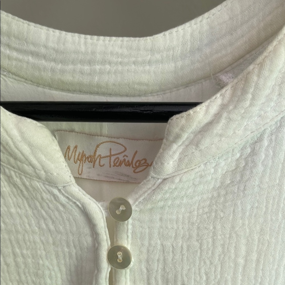Myrah Penaloza Frieda Gown - White Cotton Gauze Lined Midi Dress - Picture 6 of 17
